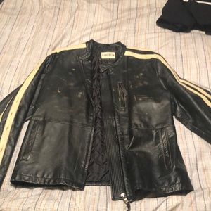 Distressed BKE genuine leather coat